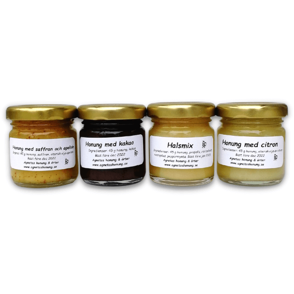 4 sorter smaksatt honung